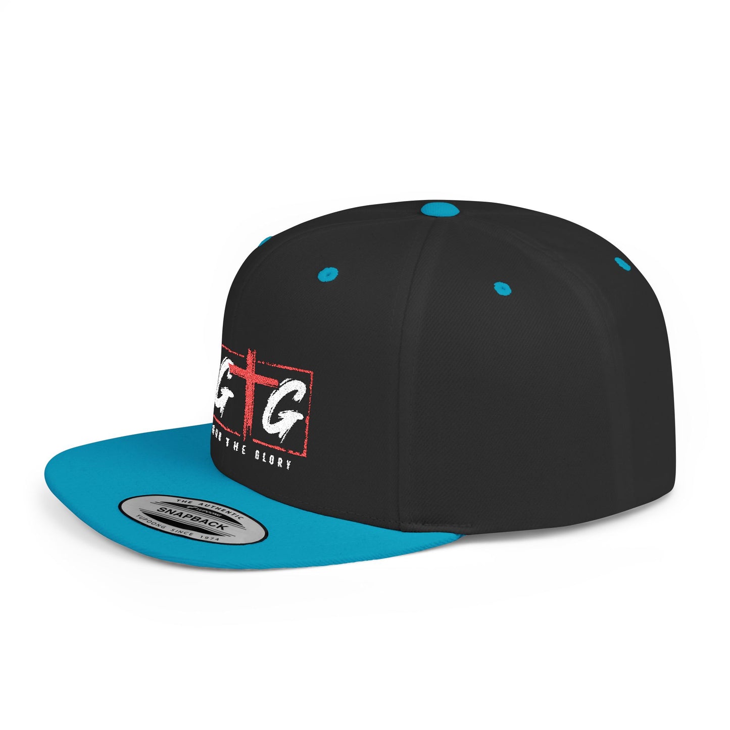Casual Flat Bill Snapback Hat - 'Give God The Glory' Design