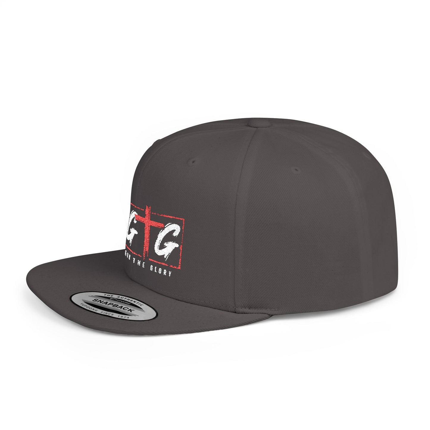 Casual Flat Bill Snapback Hat - 'Give God The Glory' Design
